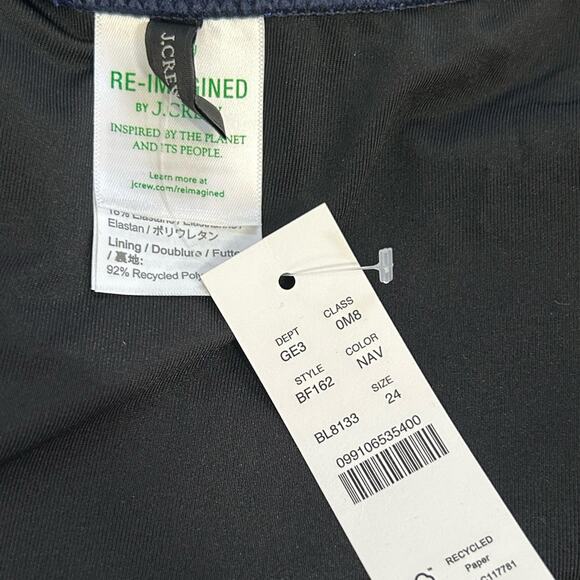 J. Crew Navy Blue Scoop Neck One Piece Swimsuit - Size 24 NWT - Picture 9 of 12